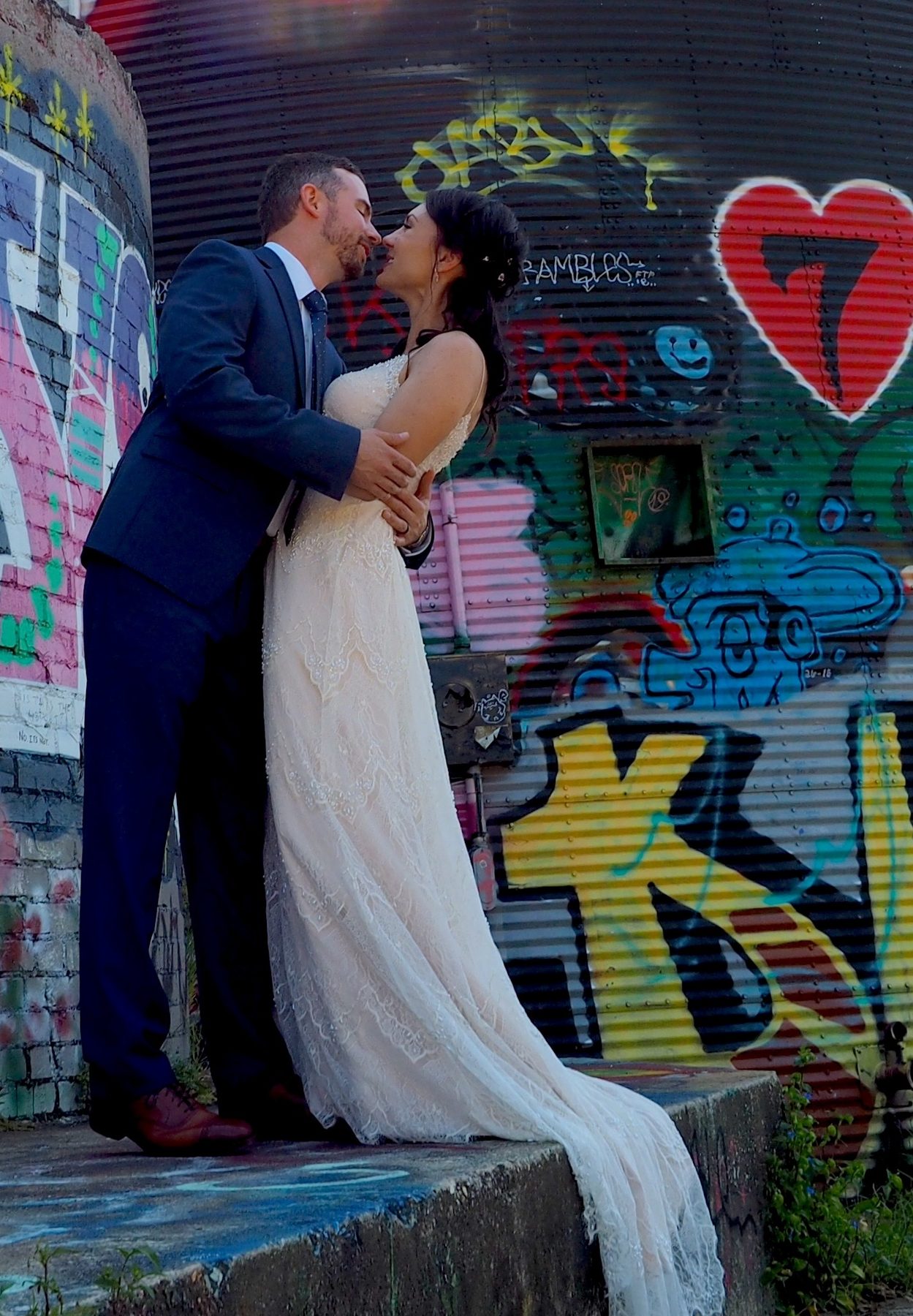 Best Asheville wedding photographer – Natalie and Joe elopement graffiti wall